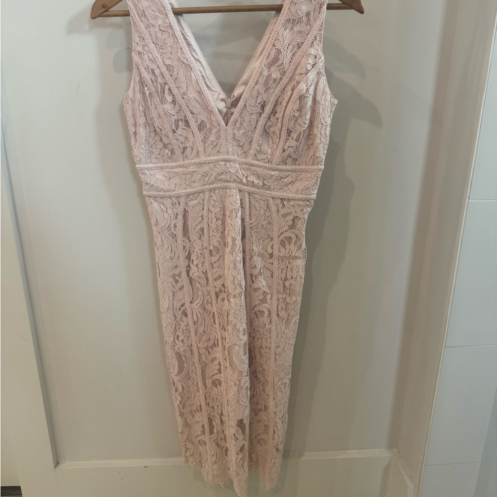 Bardot Blush Lace Midi Dress